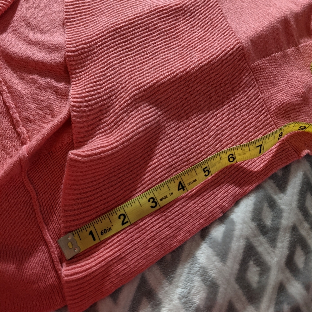 Coral cardigan Sweater Boho Ribbed Detailing Longer Length in Front Size Medium - Picture 13 of 16